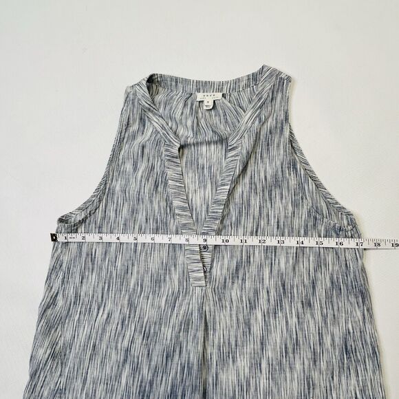 Soft Joie Tunic Womens Small Blue White Printed V-Neck Blouse Top 100% Cotton - Picture 8 of 8